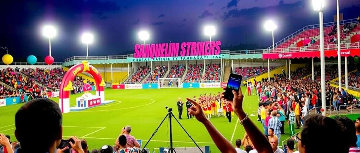 Sanquelim Strikers Goa Carnival Event Sanquelim Strikers Goa Carnival event showing colorful stadium decorations and celebrations
